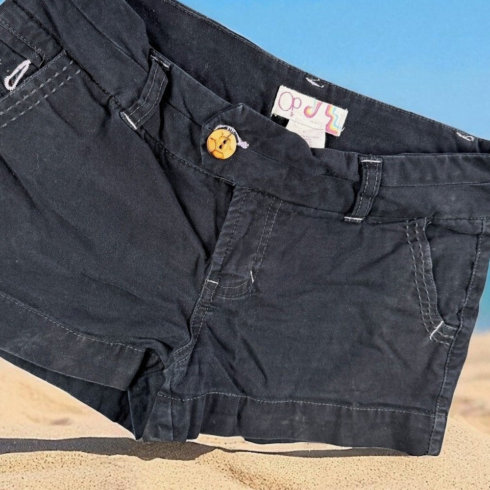 OP Shorts Women Size 1 Black Ocean Pacific Cotton Blend Casual Beach Summer Cute
